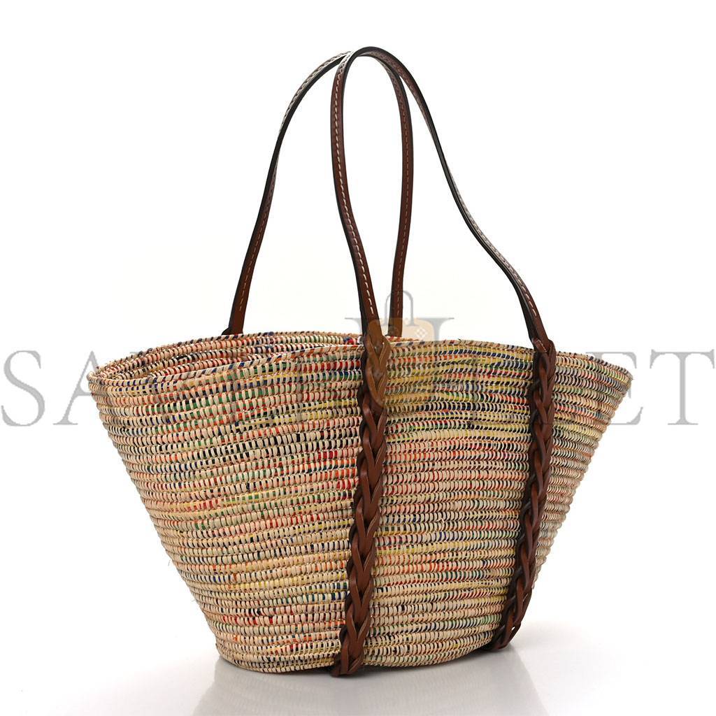 PRADA PAGLIA VITELLO WOVEN BRAIDED BASKET TOTE MULTICOLOR COGNAC 1BG312_2DIF_F00J7_V_IOM (25*25*14cm)